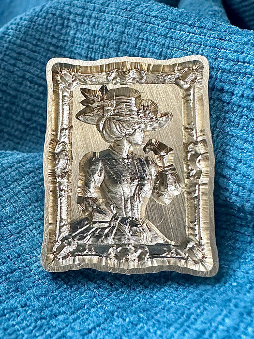 3D Portrait of a Victorian Lady Rectangular Brass Wax Seal Stamp