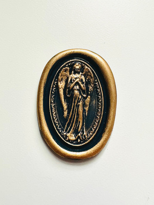 3D Serene Guardian Angel Oval Brass Wax Seal Stamp