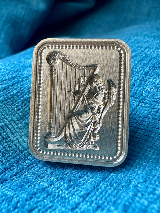 3D Angel Playing the Harp Rectangular Brass Wax Seal Stamp