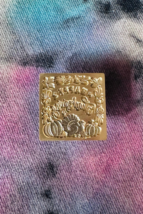 Happy Thanksgiving Turkey & Pumpkins Square Wax Seal Stamp