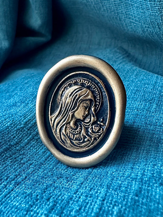 3D Blessed Mother Oval Wax Seal Stamp