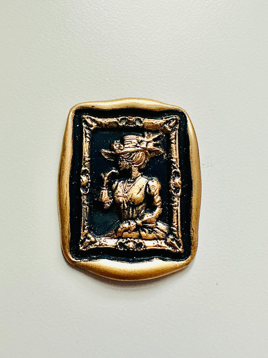 3D Portrait of a Victorian Lady Rectangular Brass Wax Seal Stamp