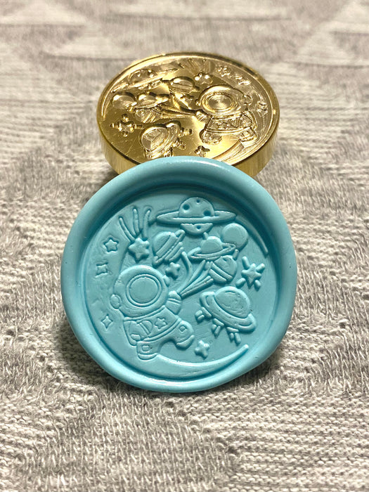 Little Astronaut with Planet Balloons Wax Seal Stamp