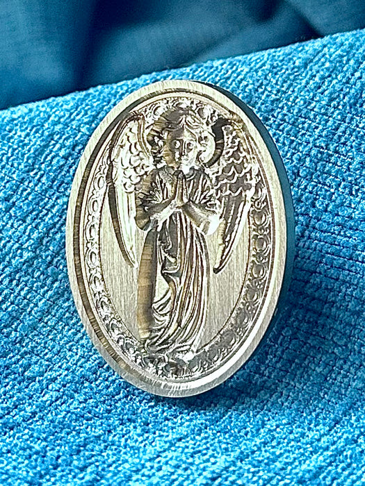 3D Praying Guardian Angel Oval Brass Wax Seal Stamp