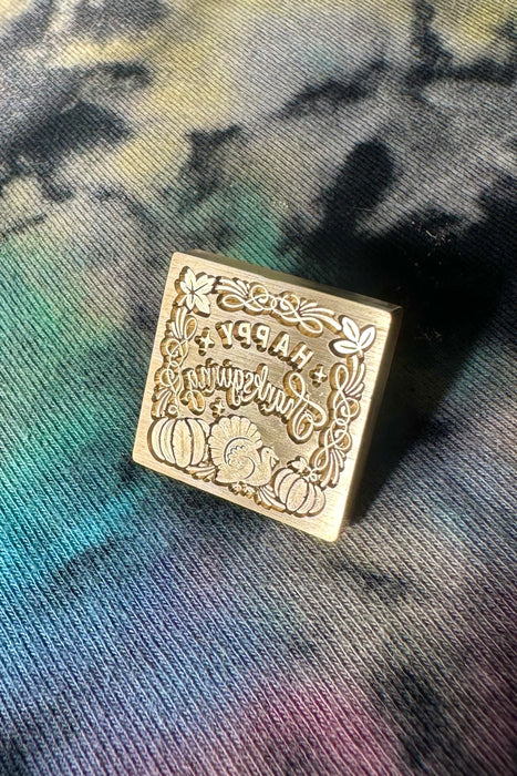 Happy Thanksgiving Turkey & Pumpkins Square Wax Seal Stamp