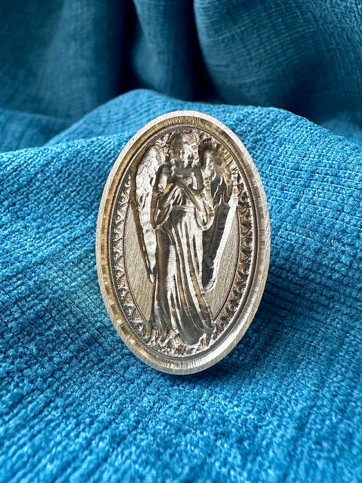 3D Serene Guardian Angel Oval Brass Wax Seal Stamp