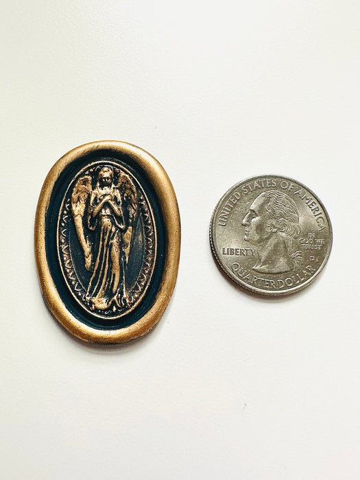 3D Serene Guardian Angel Oval Brass Wax Seal Stamp