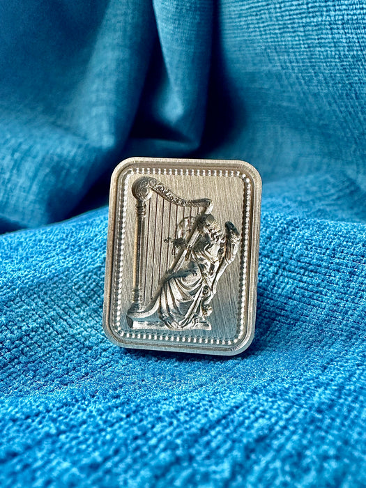 3D Angel Playing the Harp Rectangular Brass Wax Seal Stamp