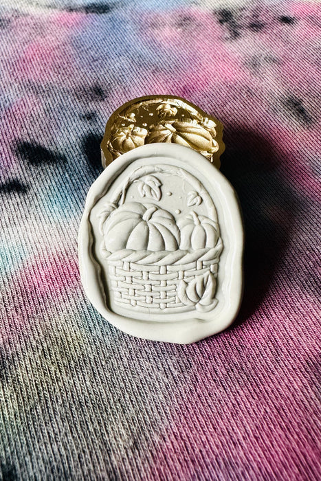 3D Fall Foliage Pumpkin Basket Cut Out Wax Seal Stamp