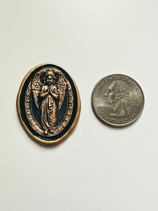 3D Praying Guardian Angel Oval Brass Wax Seal Stamp