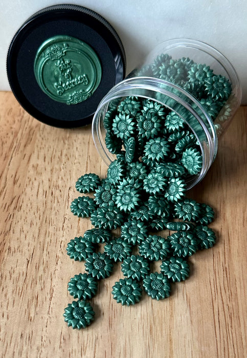 Metallic Hunter Green (32g) Sunflower Shaped Sealing Wax Beads