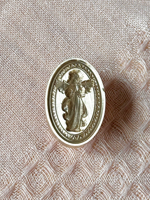 3D Guardian Angel Oval Brass Wax Seal Stamp