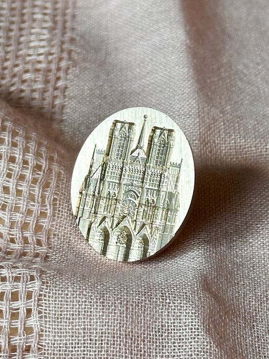 3D Cathedral of Notre-Dame de Reims Large Oval Wax Seal Stamp