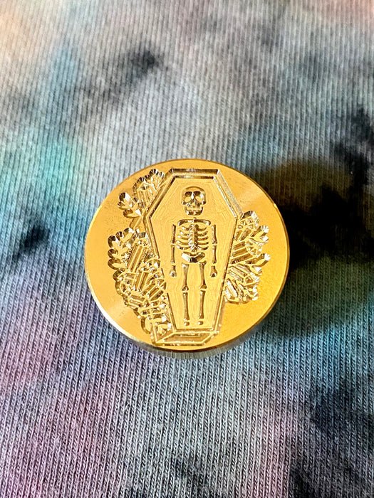 Skeleton in Coffin w/ Crystals Wax Seal Stamp