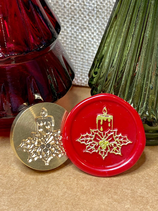 Christmas Candle with Holly Wax Seal Stamp