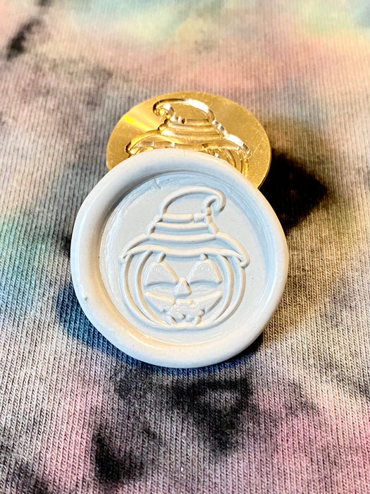 Happy Jack-o’-Lantern w/ Hat Wax Seal Stamp