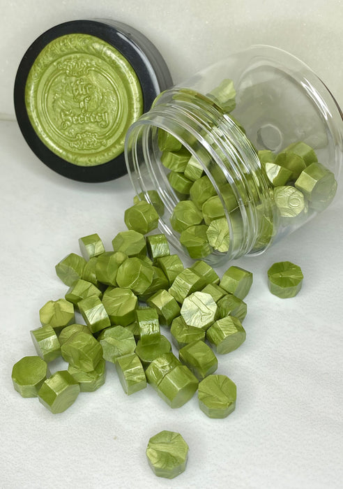 100 Count Frosty Olive Green Sealing Wax Beads