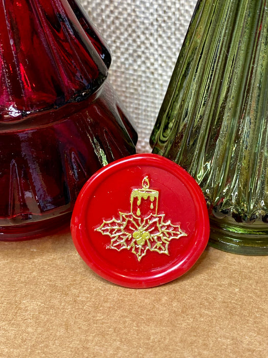 Christmas Candle with Holly Wax Seal Stamp