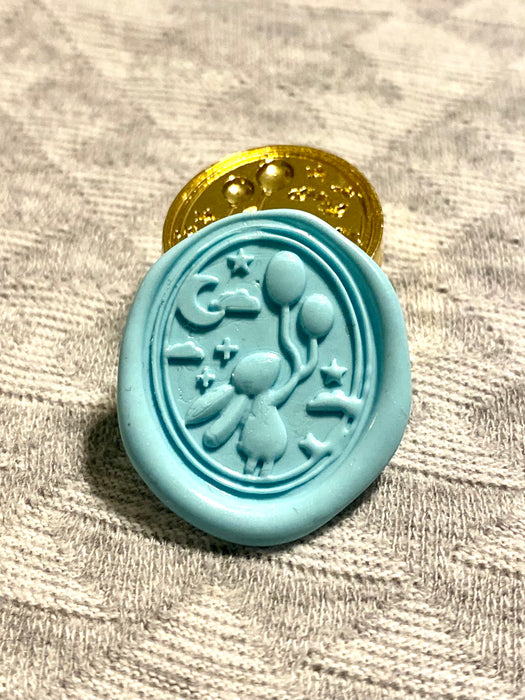 3D Bunny with Balloons Zinc Alloy Oval Wax Seal Stamp