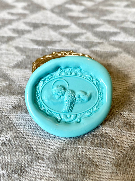 3D Sleeping Cherub Cut Out Brass Wax Seal Stamp