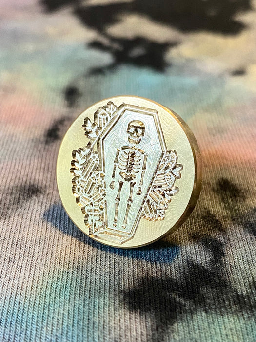 Skeleton in Coffin w/ Crystals Wax Seal Stamp