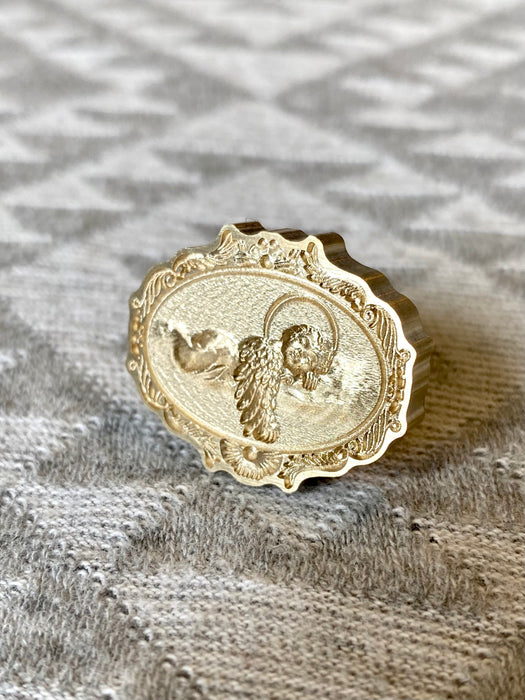 3D Sleeping Cherub Cut Out Brass Wax Seal Stamp