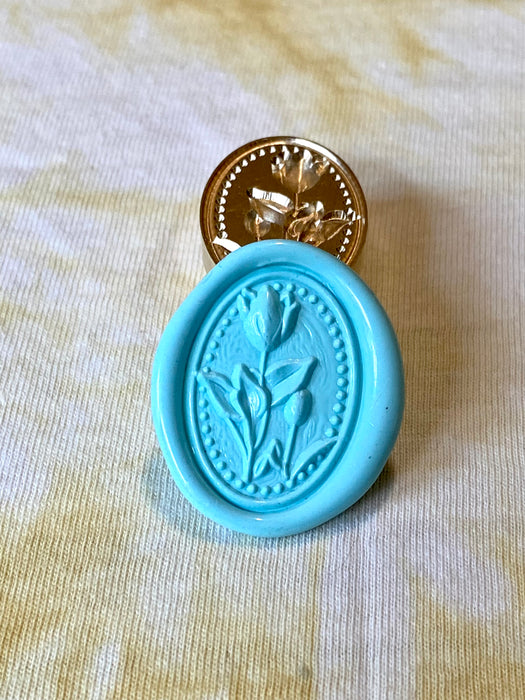 3D Fancy Spring Tulips Oval Wax Seal Stamp