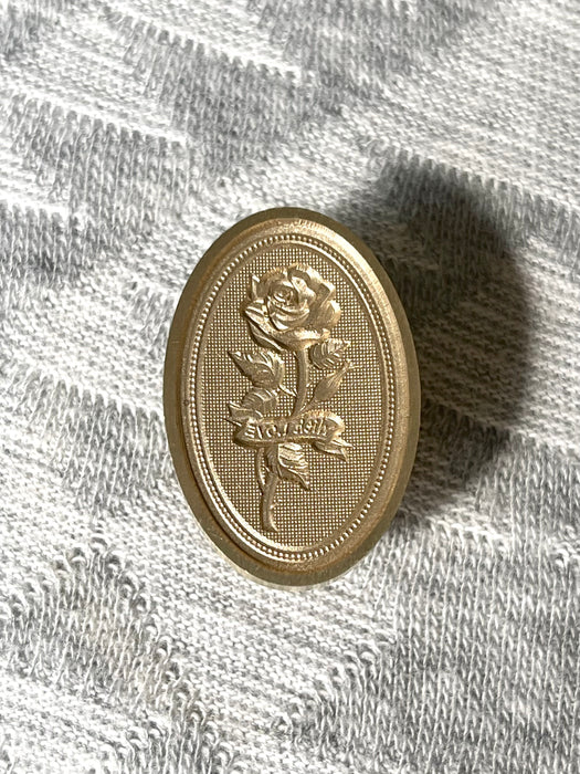 3D Rose With Love Oval Wax Seal Stamp
