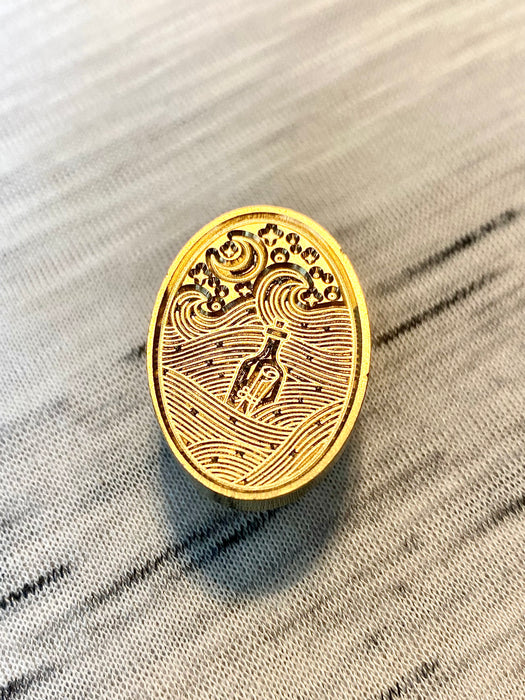 Floating Message in a Bottle Oval Wax Seal Stamp