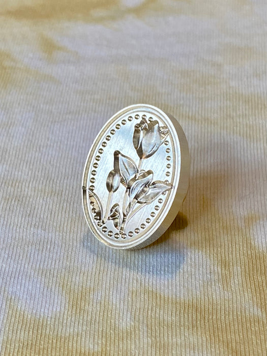 3D Fancy Spring Tulips Oval Wax Seal Stamp