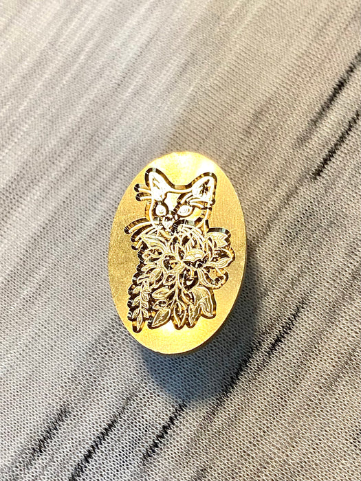 Floral Kitty Oval Wax Seal Stamp