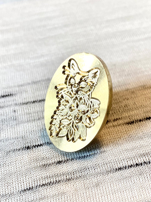 Floral Kitty Oval Wax Seal Stamp