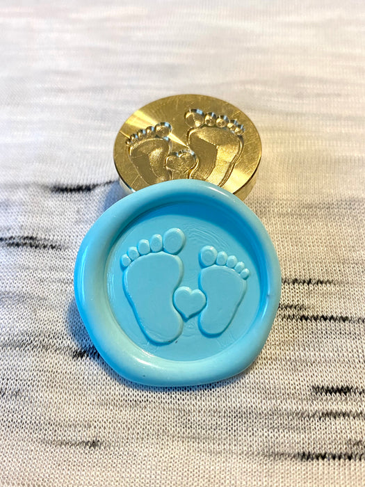 Baby Footprints with Heart Wax Seal Stamp