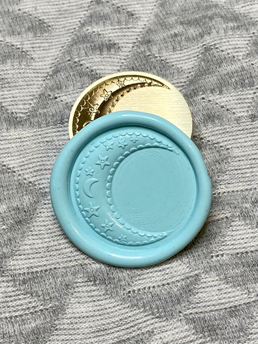 3D Celestial Crescent Moon Wax Seal Stamp