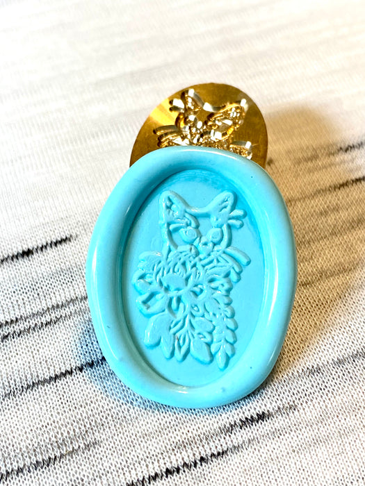 Floral Kitty Oval Wax Seal Stamp