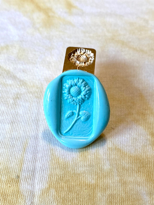 3D Sunflower Rectangular Wax Seal Stamp